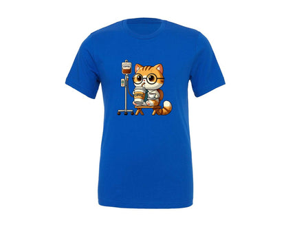 brand:Generic|color:True Royal Blue|Coffee Cat Working Funny Work Humor Graphic T-Shirt