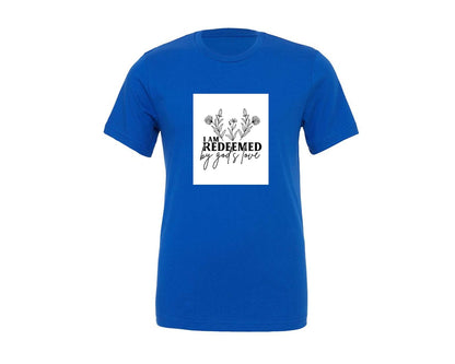 brand:Generic|color:True Royal Blue|I Am Redeemed By Gods Love Jesus Graphic T-Shirt