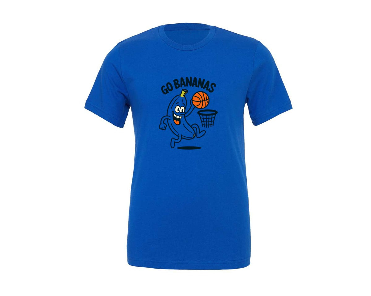 brand:Generic|color:True Royal Blue|Go Bananas Funny Basketball Graphic T-Shirt