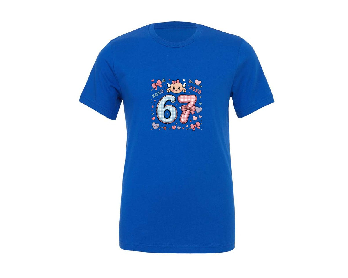 brand:Generic|color:True Royal Blue|67 Valentine T Shirt Graphic T-Shirt