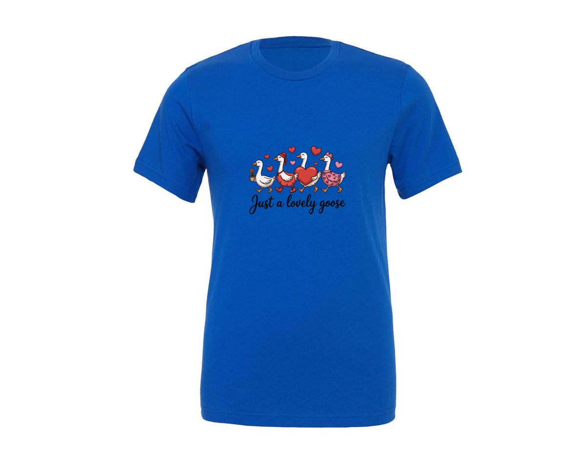 brand:Generic|color:True Royal Blue|Just A Lovely Goose Valentine 3 Graphic T-Shirt