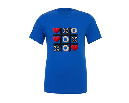brand:Generic|color:True Royal Blue|Xoxo Valentine Day Heart Crochet Graphic T-Shirt