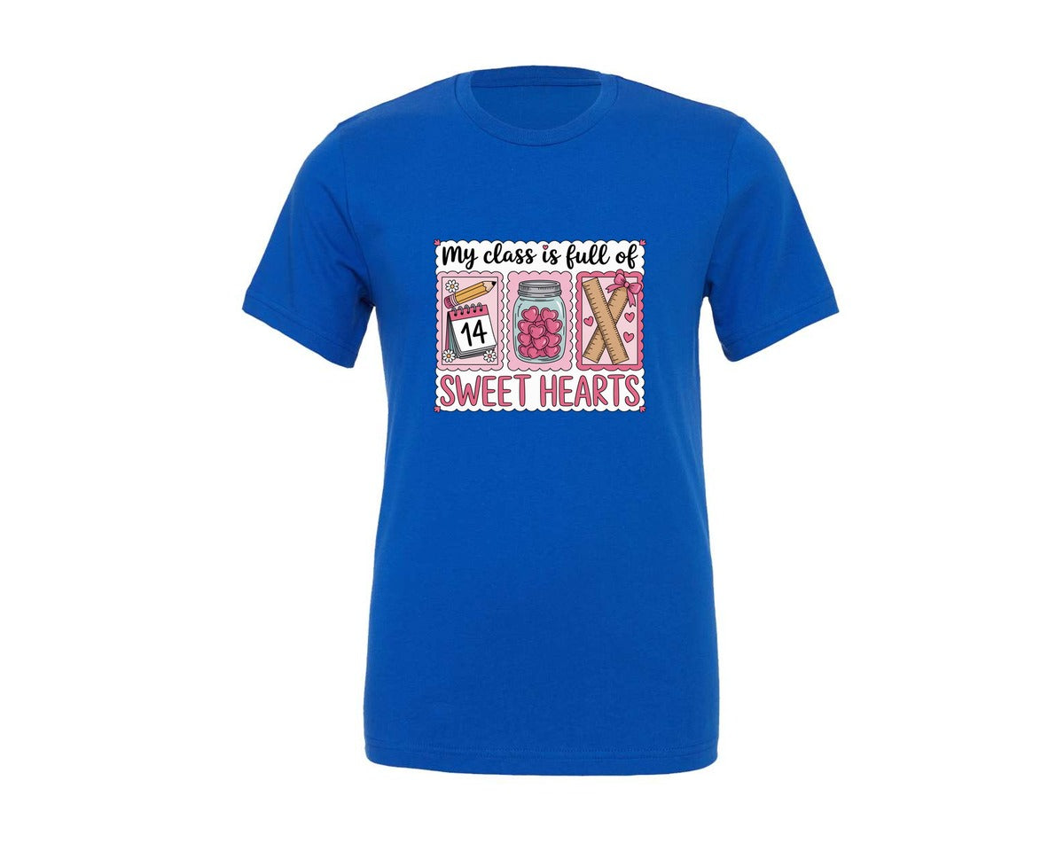 brand:Generic|color:True Royal Blue|Sweet Hearts Teacher Valentine Clas Graphic T-Shirt