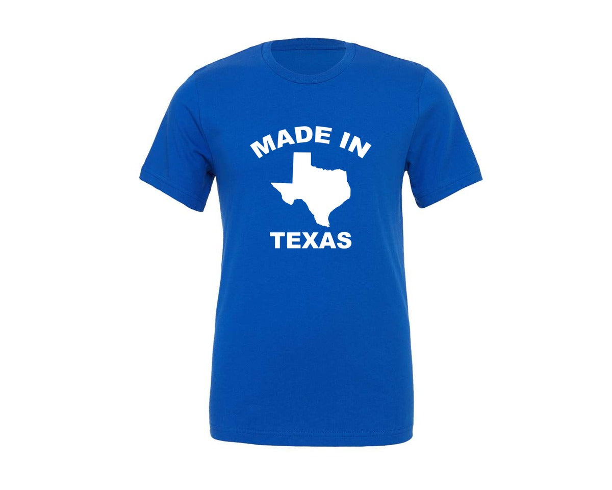 brand:Generic|color:True Royal Blue|Made In Texas With Texas Map Graphic T-Shirt
