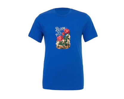 brand:Generic|color:True Royal Blue|Bloom Where You Are Planted Art 2 Graphic T-Shirt