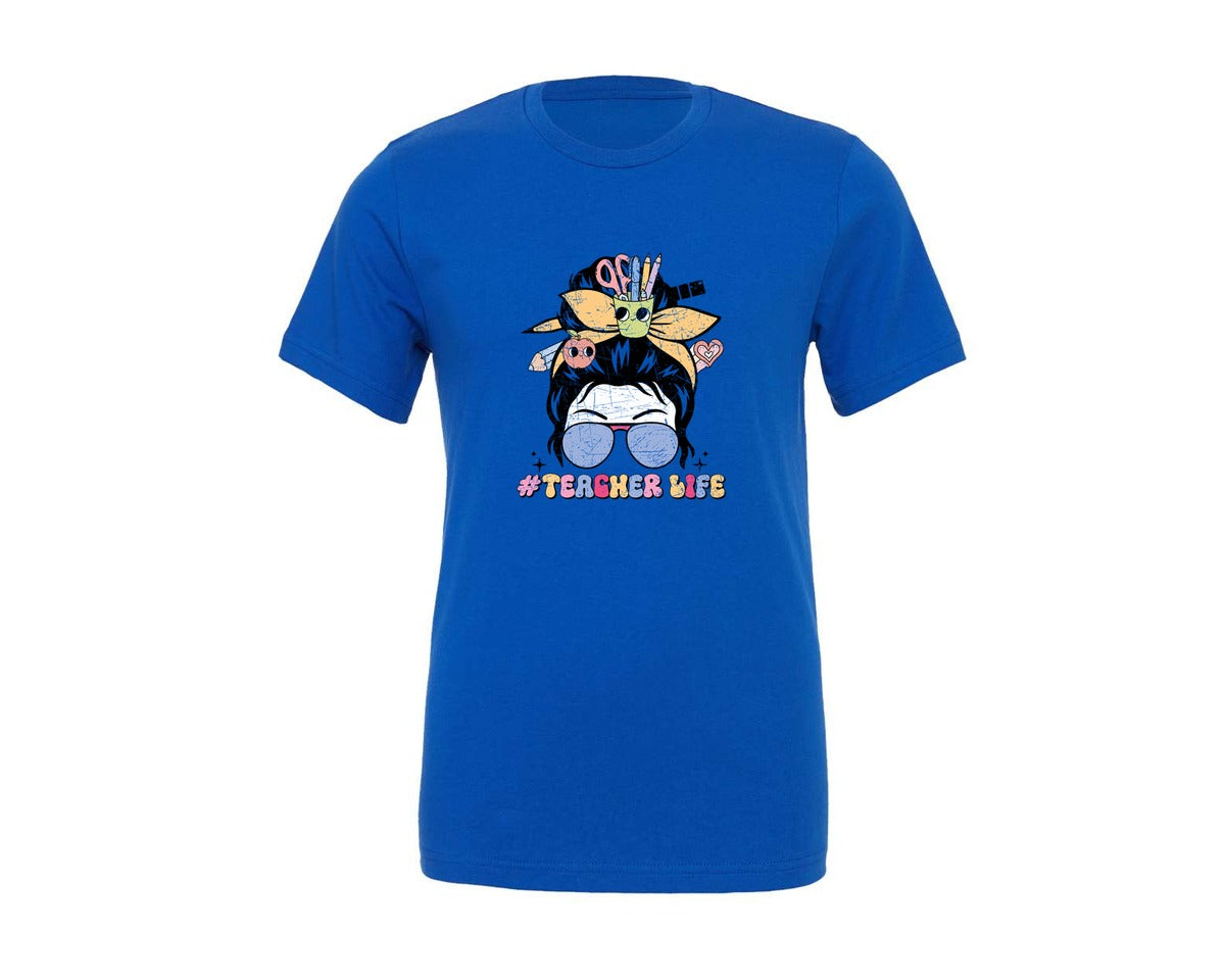 brand:Generic|color:True Royal Blue|Groovy Teacher 14 Graphic T-Shirt