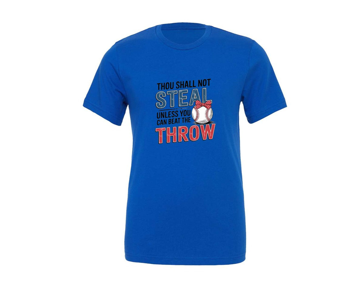 brand:Generic|color:True Royal Blue|Baseball Thou Shall Not Steal Graphic T-Shirt