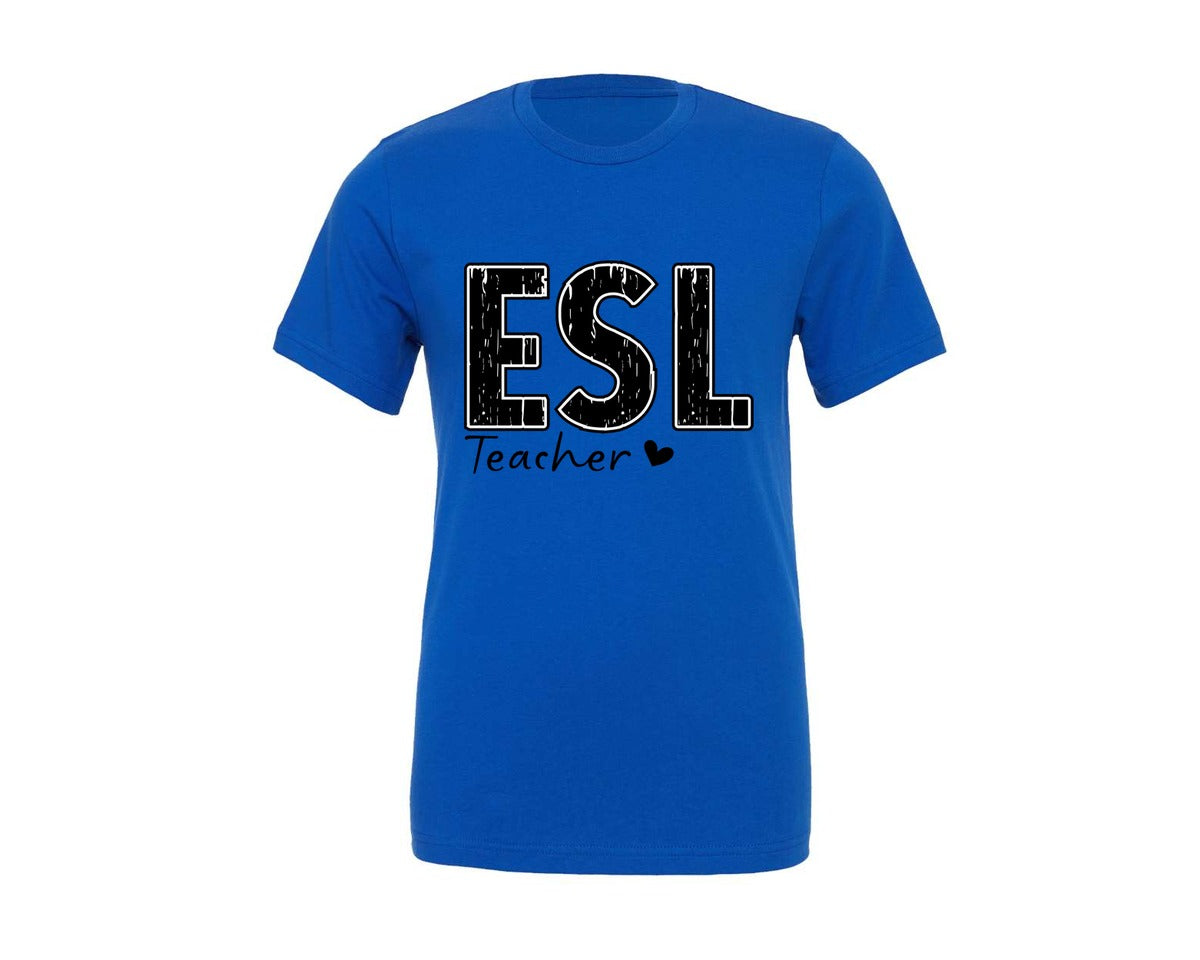 brand:Generic|color:True Royal Blue|Esl Teacher Sayings Retro Graphic T-Shirt