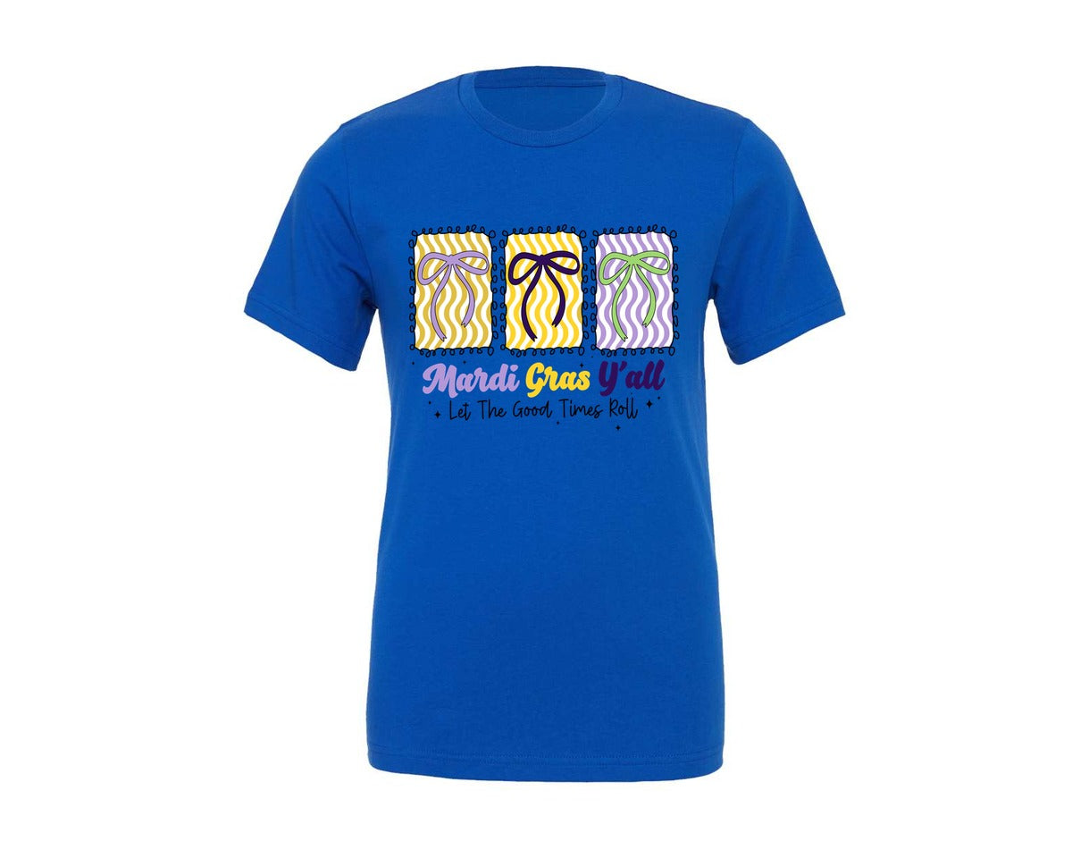 brand:Generic|color:True Royal Blue|Mardi Gras Yall Fat Tuesday Graphic T-Shirt
