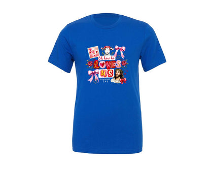 brand:Generic|color:True Royal Blue|Christian Valentine Coquette Jesus Graphic T-Shirt