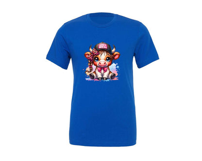 brand:Generic|color:True Royal Blue|Funny Hot Mess Highland Cow Graphic T-Shirt