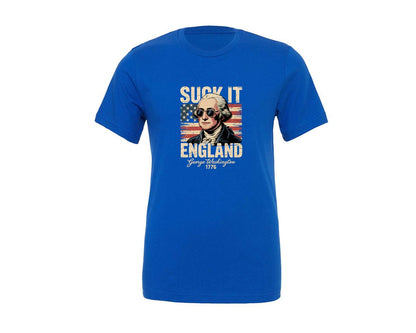 brand:Generic|color:True Royal Blue|Suck It England George Washington Graphic T-Shirt