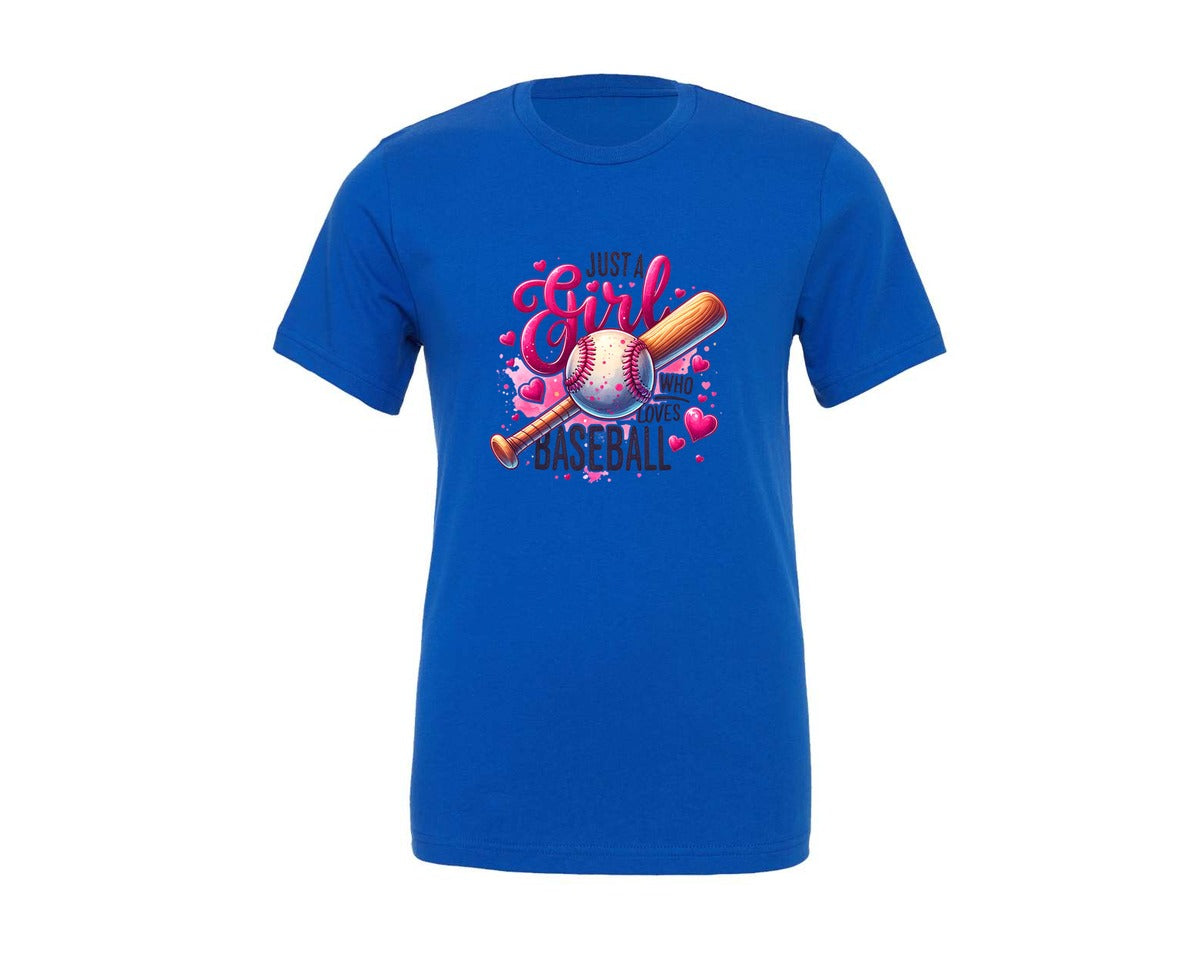 brand:Generic|color:True Royal Blue|Just A Girl Who Loves Baseball 5 Graphic T-Shirt