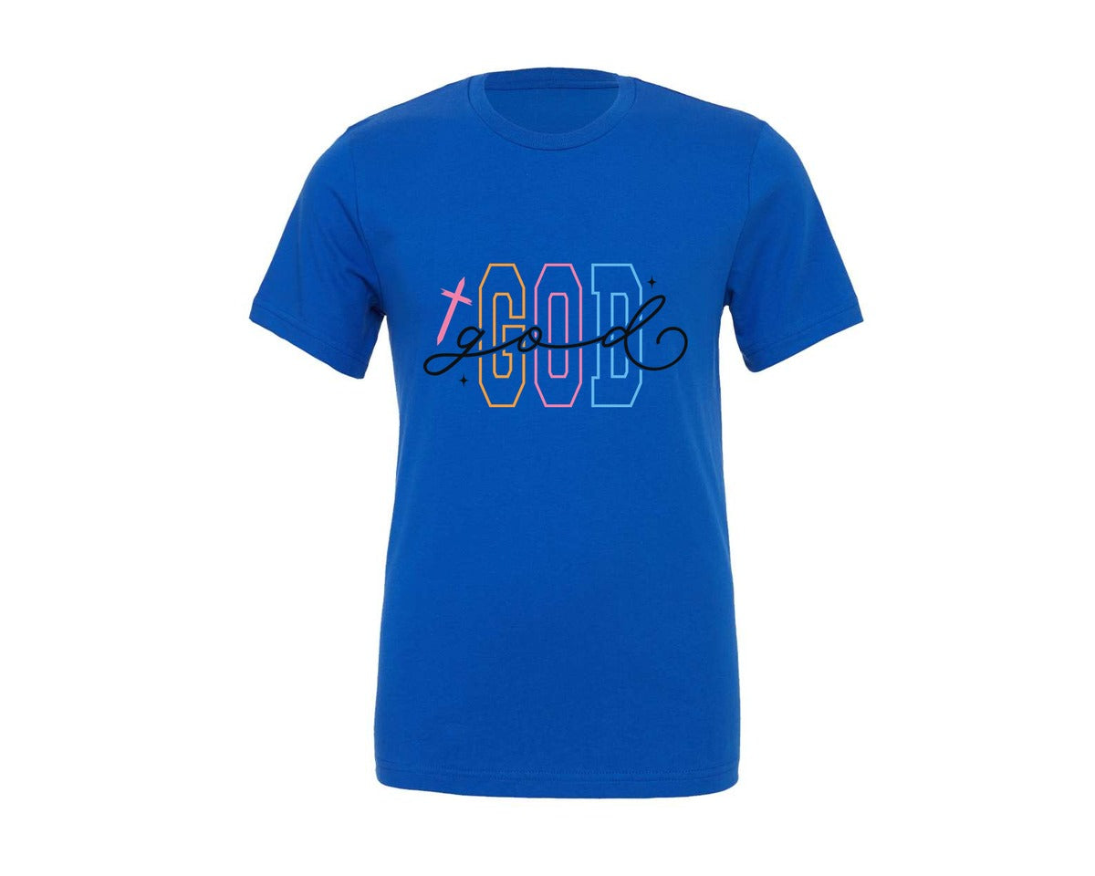 brand:Generic|color:True Royal Blue|God Christian Religious Faith Graphic T-Shirt