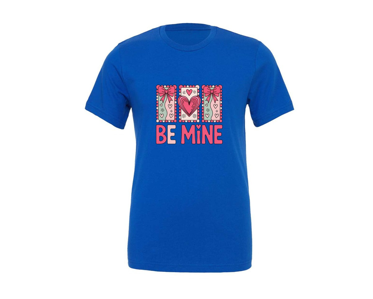 brand:Generic|color:True Royal Blue|Be Mine Valentines Day Bow 2 Graphic T-Shirt