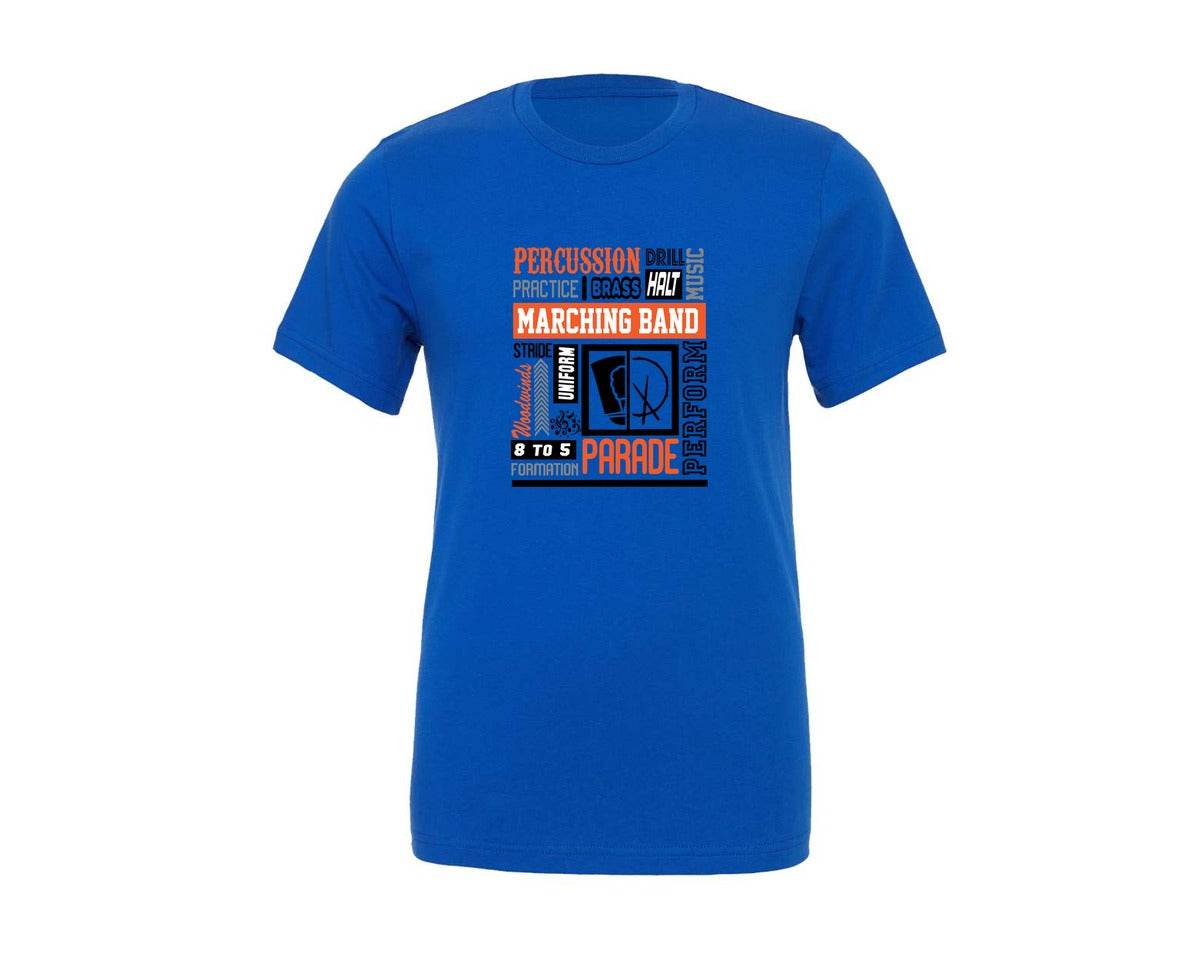 brand:Generic|color:True Royal Blue|Marching Band Music Note Graphic T-Shirt
