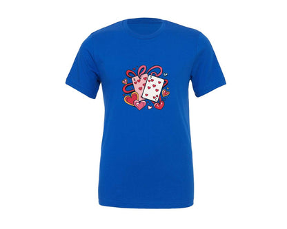 brand:Generic|color:True Royal Blue|Playing Cards Valentine 6 7 7 Graphic T-Shirt