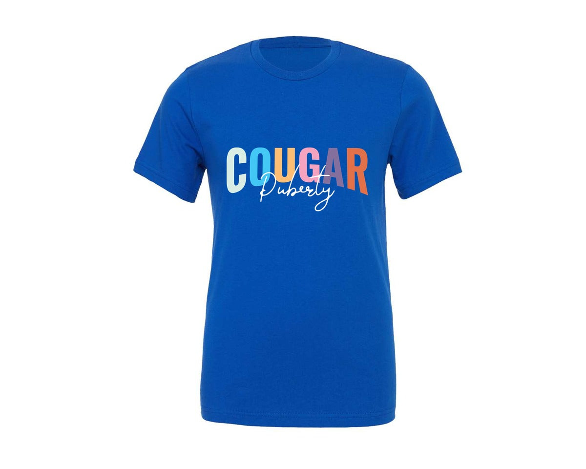 brand:Generic|color:True Royal Blue|Cougar Puberty Funny Bossy Moms Graphic T-Shirt