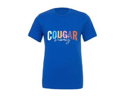 brand:Generic|color:True Royal Blue|Cougar Puberty Funny Bossy Moms Graphic T-Shirt