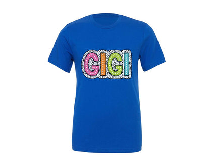 brand:Generic|color:True Royal Blue|Gigi Dalmatian Dots Bright Doodle Graphic T-Shirt