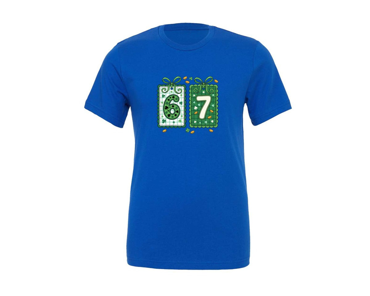 brand:Generic|color:True Royal Blue|Lucky Six Seven St Patricks Day Graphic T-Shirt