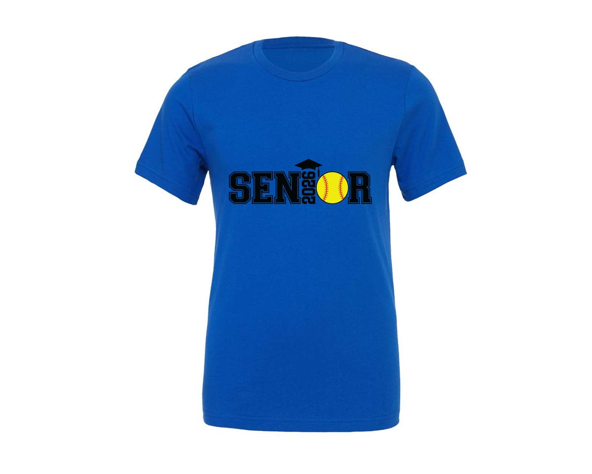 brand:Generic|color:True Royal Blue|Senior Softball 2026 Graduation Graphic T-Shirt