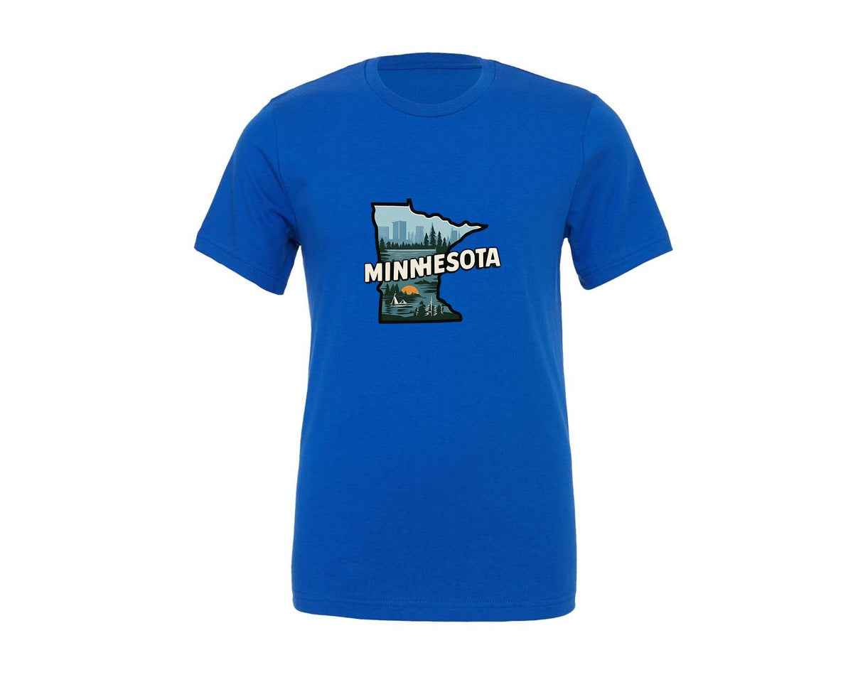 brand:Generic|color:True Royal Blue|Minnesota State Map 2 Graphic T-Shirt