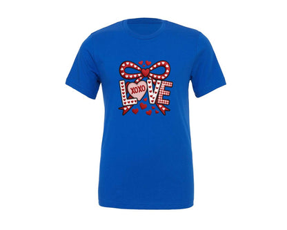 brand:Generic|color:True Royal Blue|Love Bow Valentine Embroidery Design Graphic T-Shirt