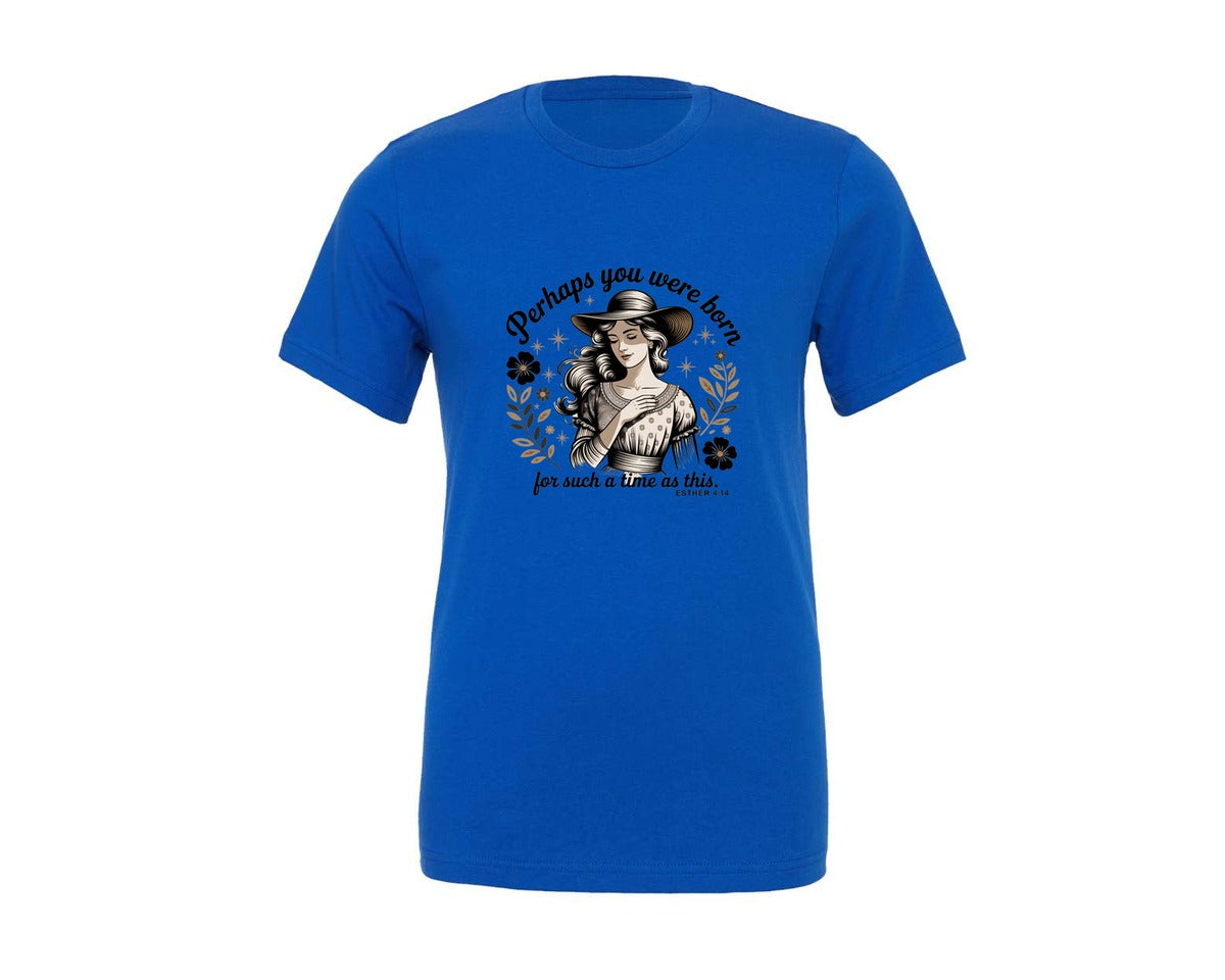 brand:Generic|color:True Royal Blue|Perhaps You Were Born Christian 2 Graphic T-Shirt