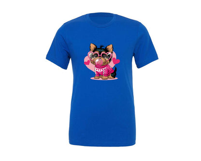 brand:Generic|color:True Royal Blue|Valentines Yorkie In Heart 3 Graphic T-Shirt