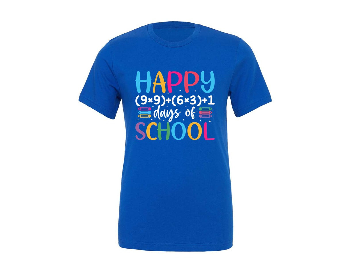 brand:Generic|color:True Royal Blue|100 Days Of School Math Teacher Graphic T-Shirt