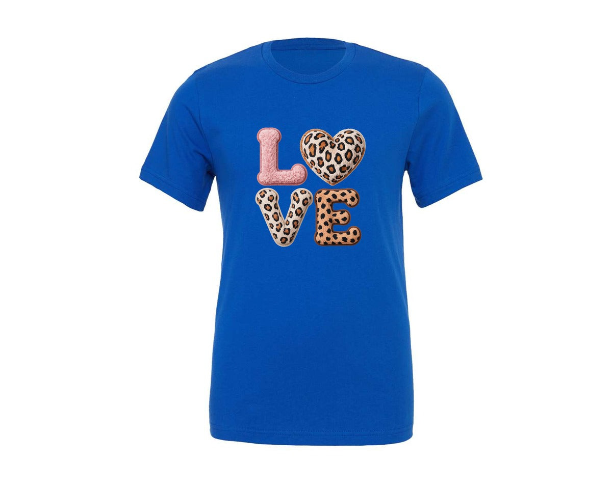 brand:Generic|color:True Royal Blue|Leopard Print Love Valentine Love Graphic T-Shirt