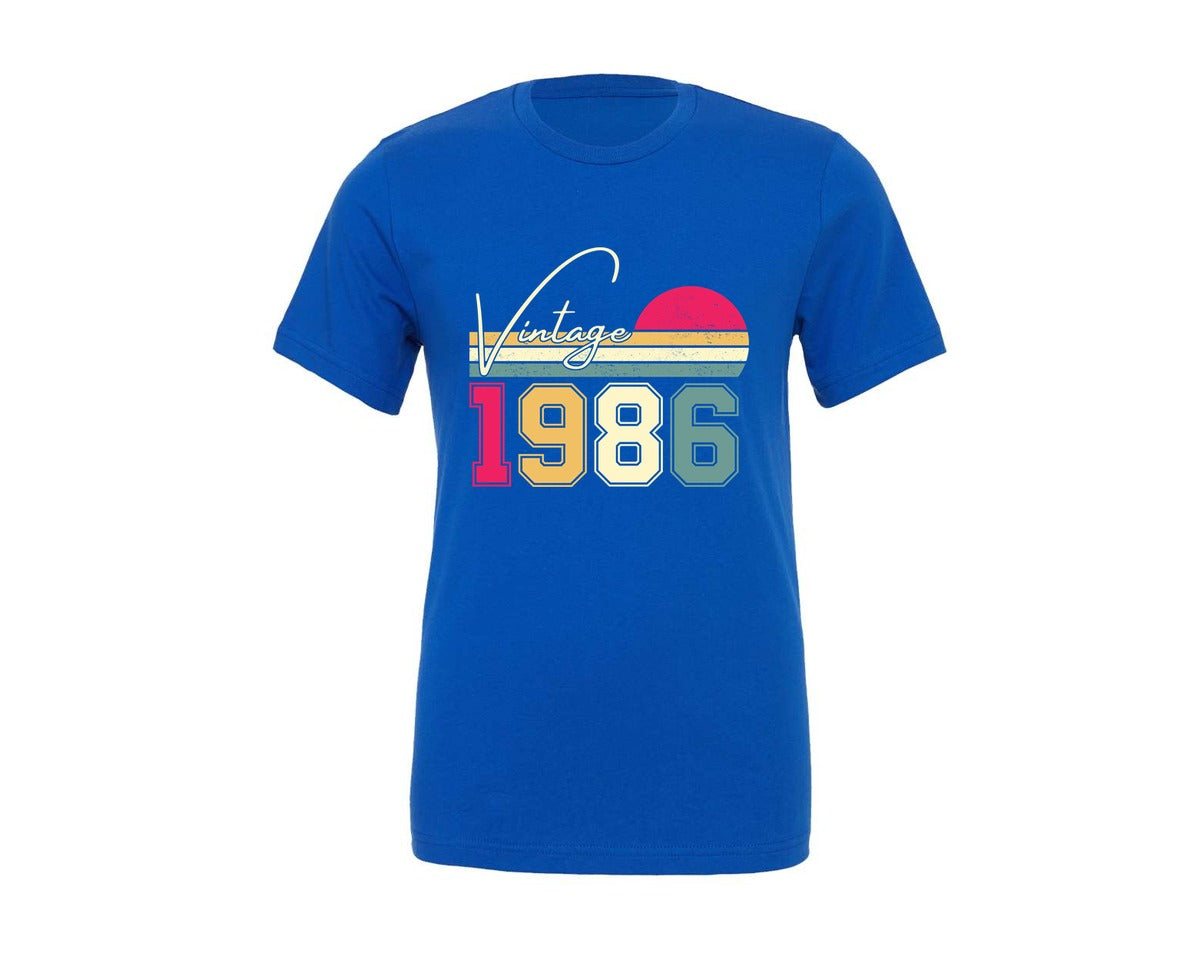 brand:Generic|color:True Royal Blue|Vintage Classic Born In 1986 Birthday Graphic T-Shirt