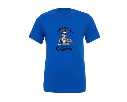 brand:Generic|color:True Royal Blue|Funny Skeleton Shut The Fucupcakes Graphic T-Shirt