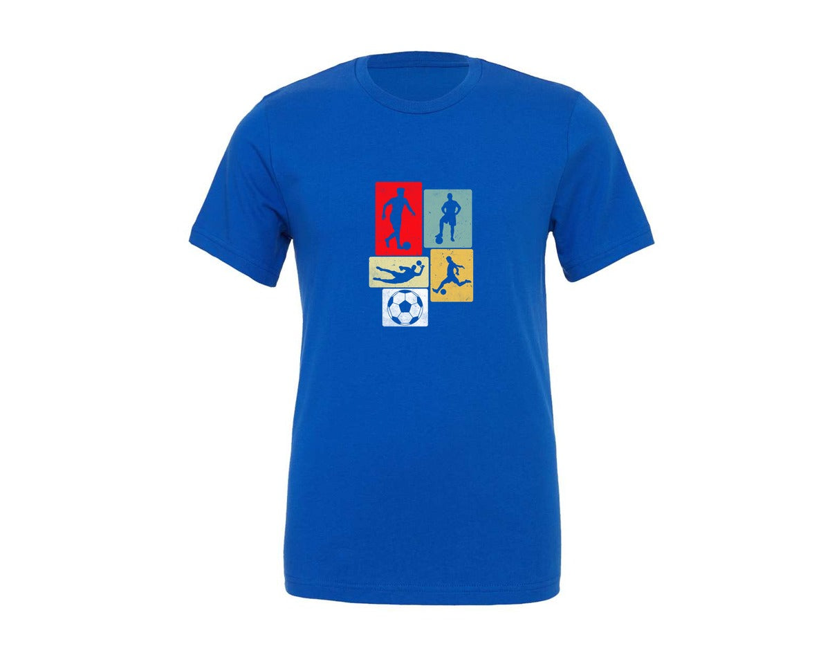 brand:Generic|color:True Royal Blue|Soccer Vintage Retro Playing T Shirt Graphic T-Shirt
