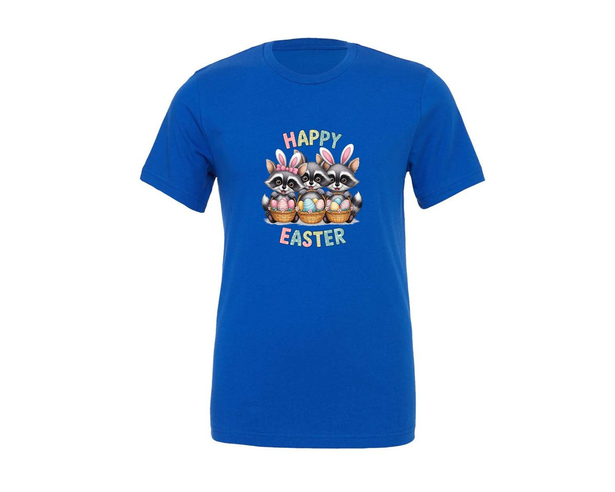 brand:Generic|color:True Royal Blue|Feral Easter Raccoon Graphic T-Shirt