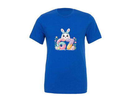 brand:Generic|color:True Royal Blue|Funny Easter Bunny 6 7 Meme Graphic T-Shirt