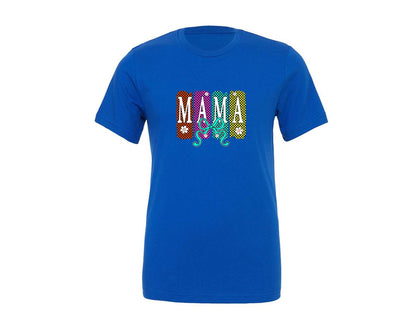 brand:Generic|color:True Royal Blue|Retro Checkered Mama Preppy Mom Graphic T-Shirt