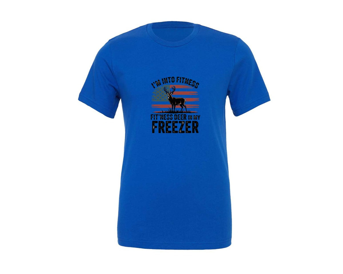brand:Generic|color:True Royal Blue|Hunting Fitness Deer In My Freezer Graphic T-Shirt