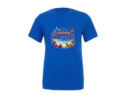 brand:Generic|color:True Royal Blue|Summer Vibes Butterflies Graphic T-Shirt
