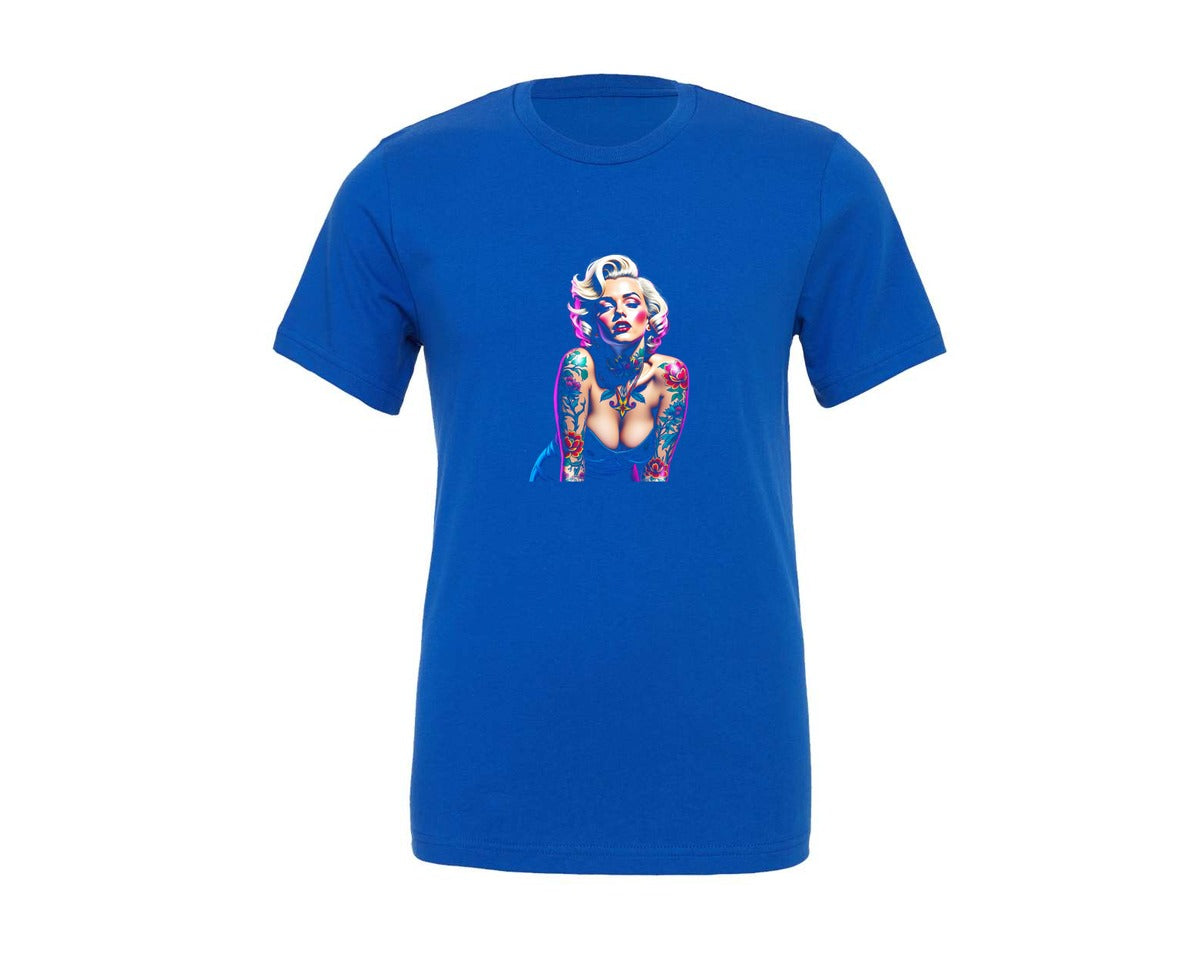 brand:Generic|color:True Royal Blue|Tattooed Pin Up Glam Graphic T-Shirt