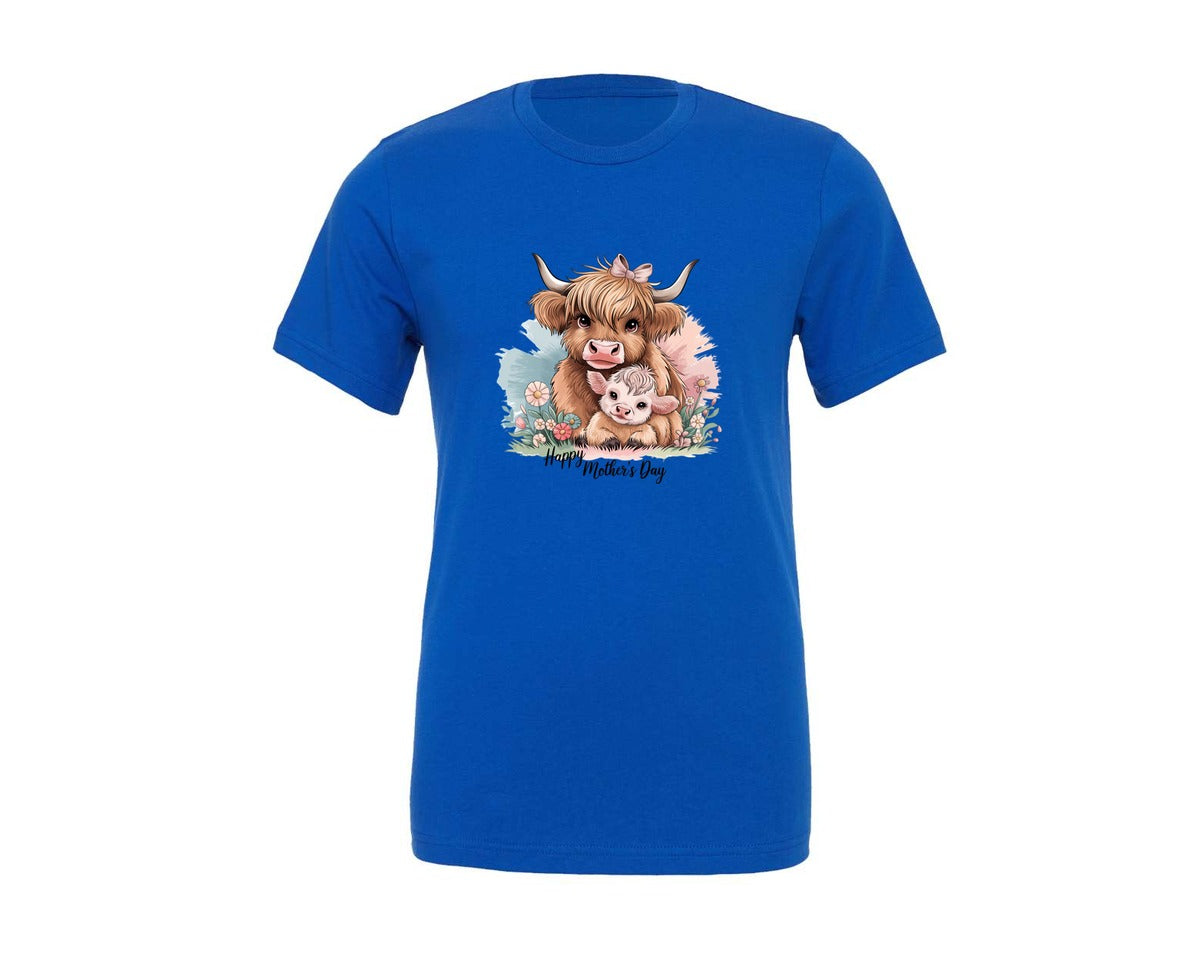 brand:Generic|color:True Royal Blue|Mothers Day Cow Cute Farm Animal 2 Graphic T-Shirt
