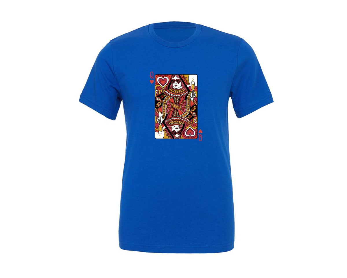 brand:Generic|color:True Royal Blue|Queen Of Hearts Valentine Graphic T-Shirt