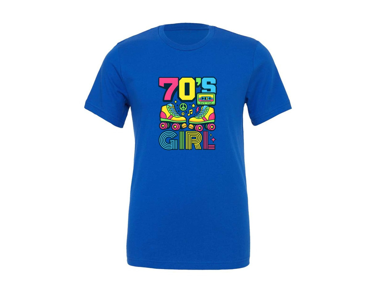 brand:Generic|color:True Royal Blue|70S Girl Retro Lover 70S Retro T Shirt Graphic T-Shirt