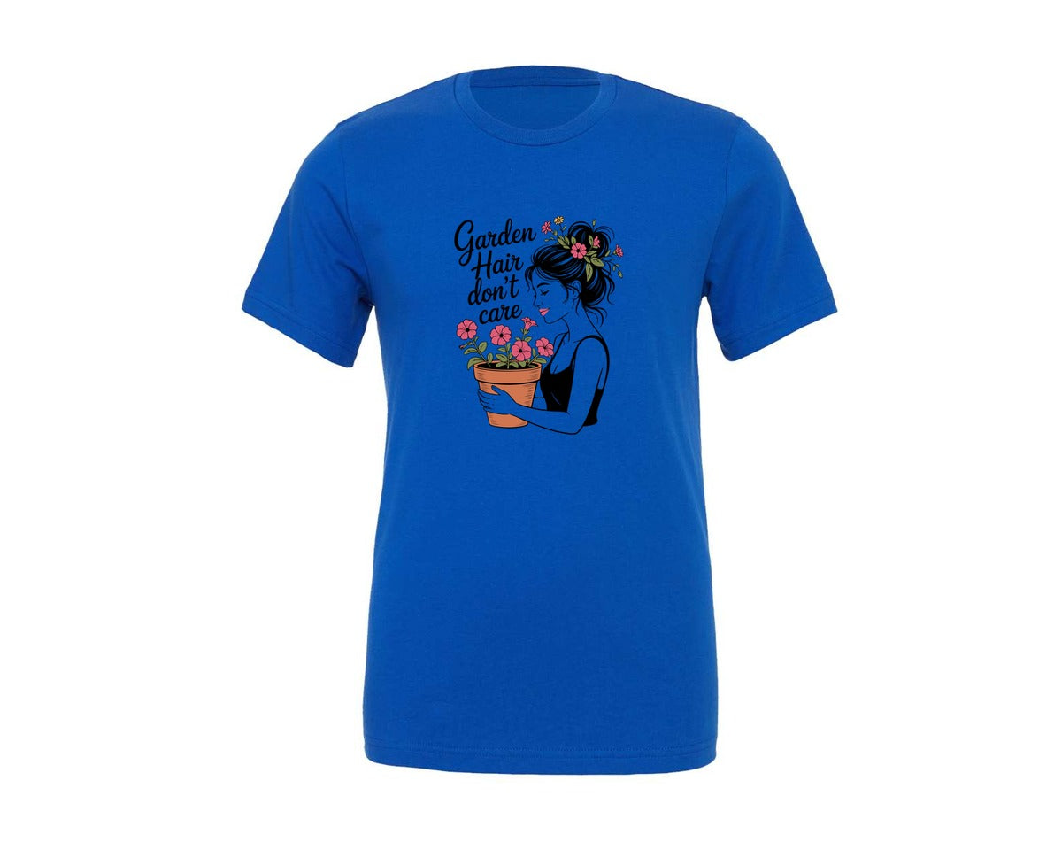 brand:Generic|color:True Royal Blue|Garden Hair Dont Care T Shirt Design Graphic T-Shirt