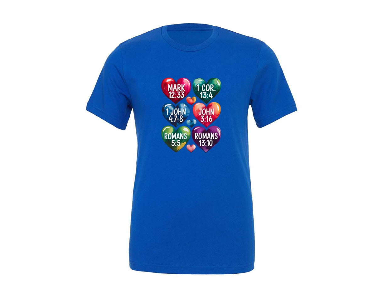 brand:Generic|color:True Royal Blue|Christian Valentine Bible Verses Graphic T-Shirt