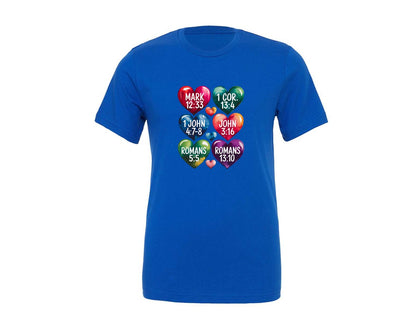 brand:Generic|color:True Royal Blue|Christian Valentine Bible Verses Graphic T-Shirt