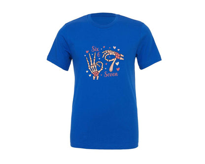 brand:Generic|color:True Royal Blue|Six Seven Skeleton Hands Funny Valentine 2 Graphic T-Shirt