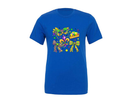 brand:Generic|color:True Royal Blue|Mardi Gras Coquette Bow Graphic T-Shirt