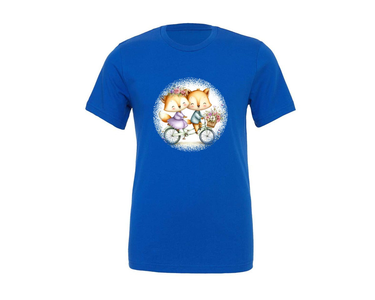 brand:Generic|color:True Royal Blue|Couple Animals Round Tshirt 33 Graphic T-Shirt